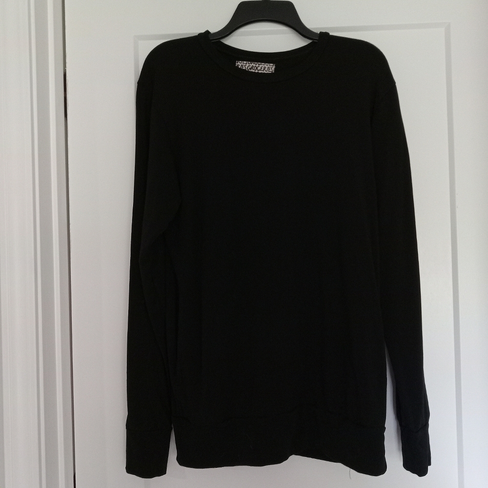 Groceries Black Lightweight Sweatshirt Pockets Excellent Oversized Small Medium